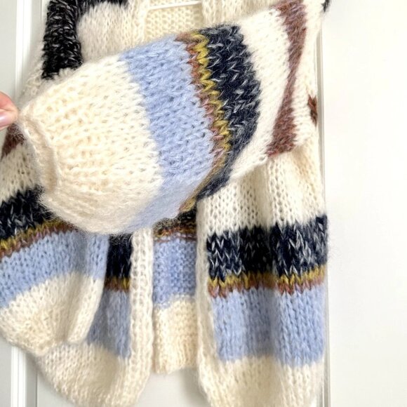 Maiami Mohair Wool Oversized Open Front Bomber Cardigan in Ivory Multi Size XS - Picture 5 of 10